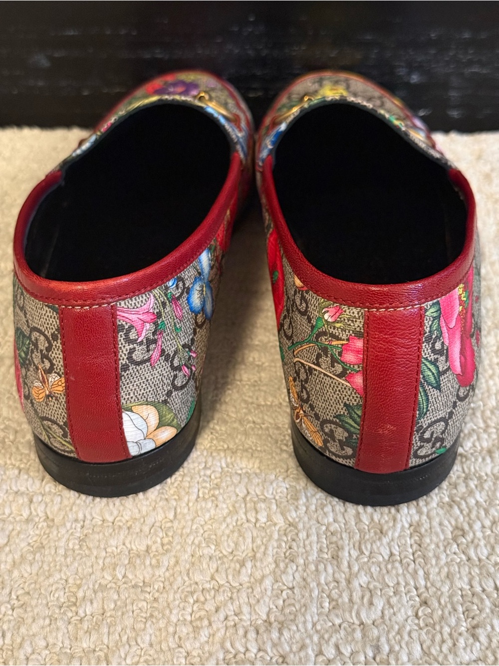 Gucci Floral Horsebit Loafers - Red Trim 39 - Picture 3 of 6